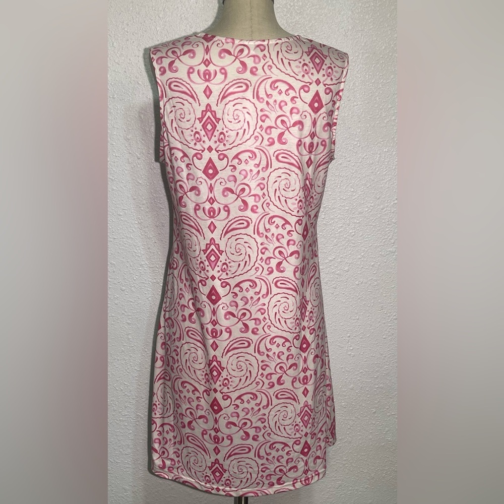 Pink Patterned Sleeveless Dress size large - Picture 2 of 8